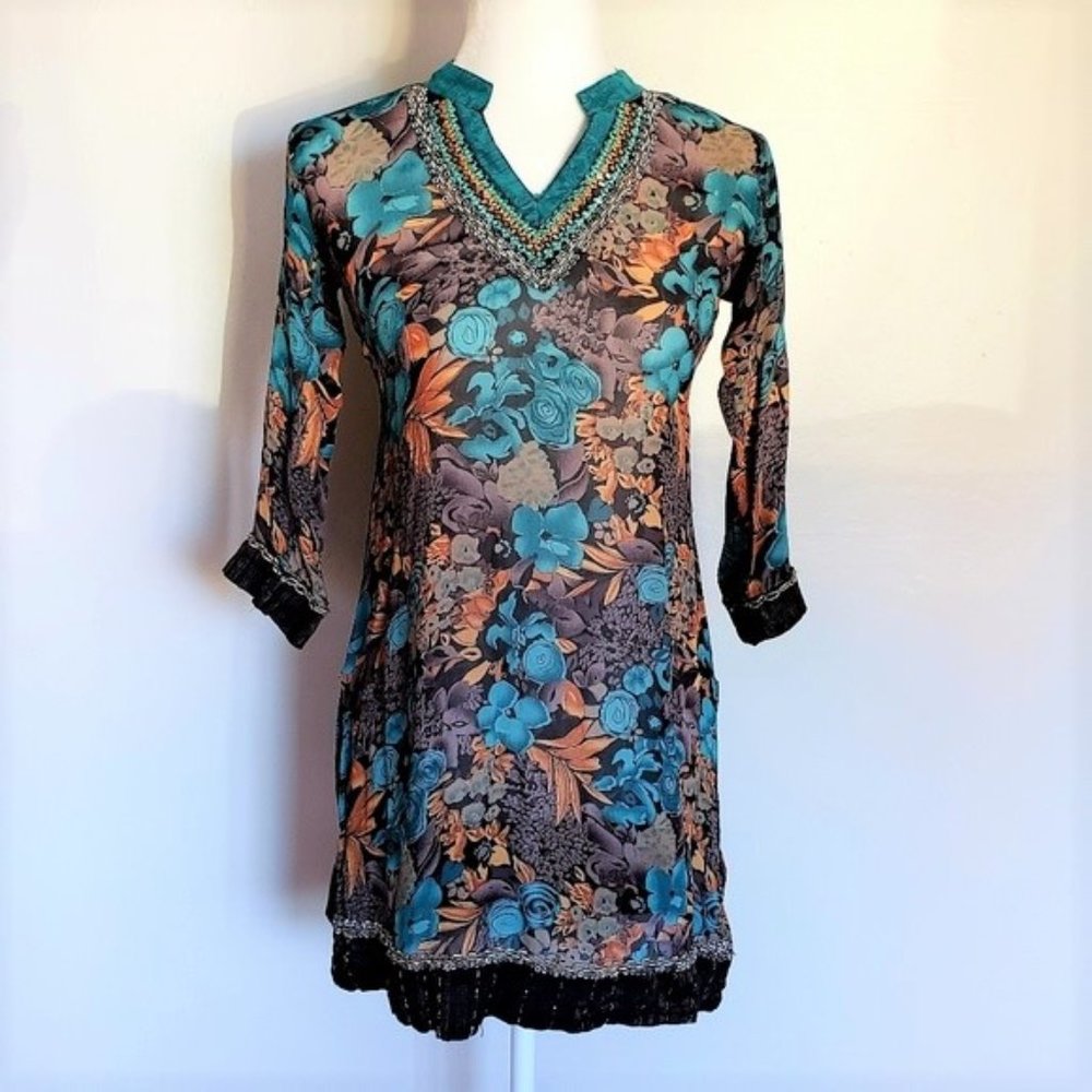 Aari Embroidered Floral India Ethnic Midi Dress